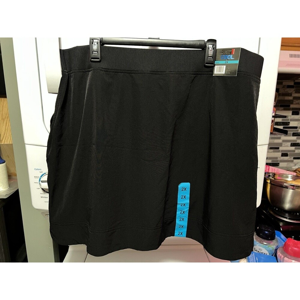 NWT 32 Degrees Cool Black Athletic Pull-On Skort w/ Pockets Plus Size 2X Costco